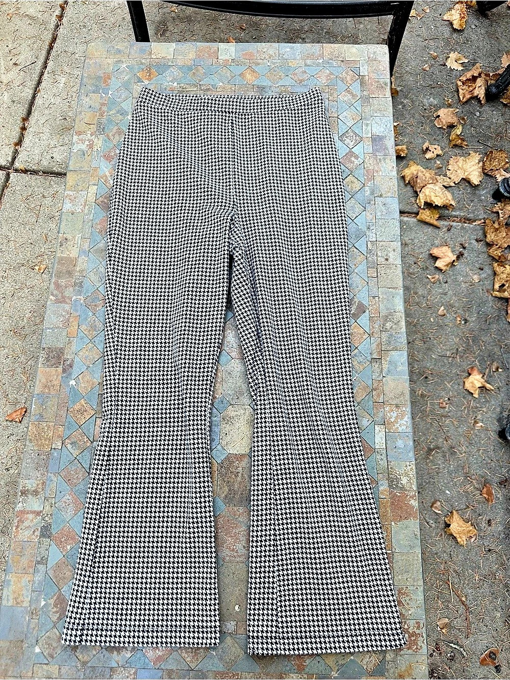 Crop Pants Houndstooth Black & White Size Small